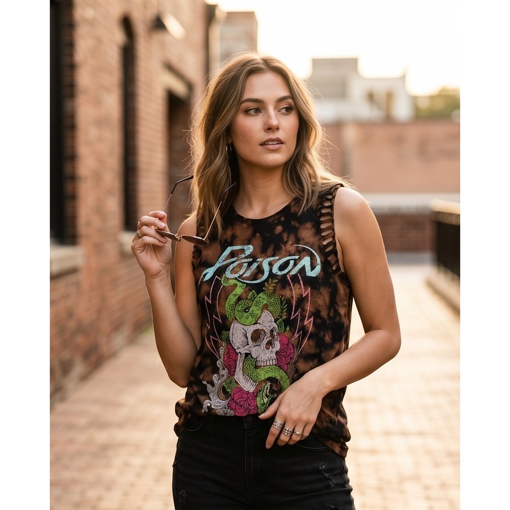 Torrid x Vinyl Icons Collab 3 Poison Band Graphic Slash Tank Top Tie Dye 3X NWT